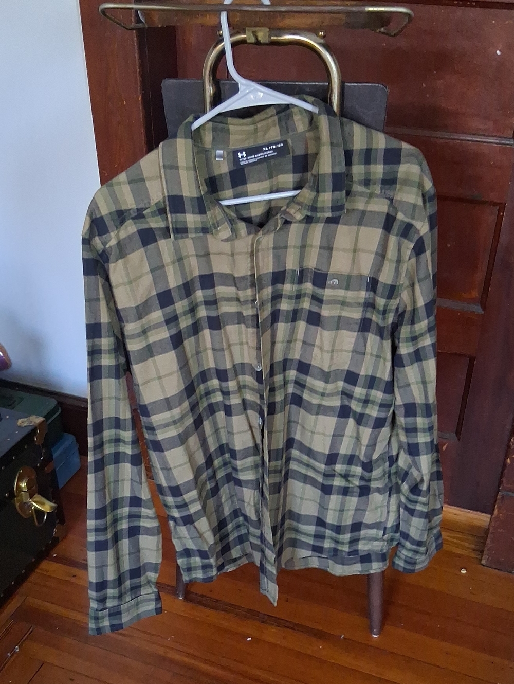 Under Armour Olive and Black Plaid Long-Sleeve Button-Up